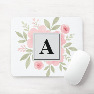 Mousepad Flores Cor de Água Moderna Rosa Personalizadas