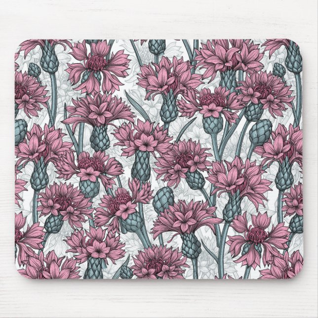 Mousepad Flores cor-de-rosa, flores silvestres, brancas (Frente)
