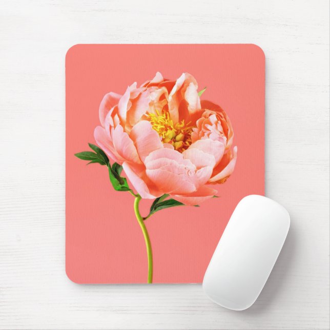 Mousepad Flores | Coral Peony Blossom (Com mouse)