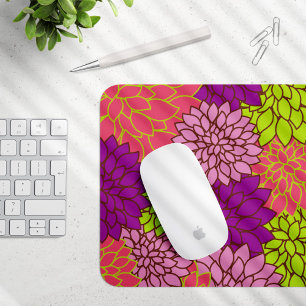 Mousepad Flores Dahlia, Flores Coloridas, Padrão Floral