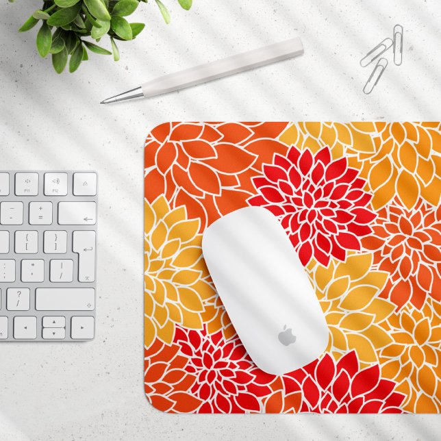 Mousepad Flores Dahlia, Padrão De Flores, Laranja Dahlia (Criador carregado)