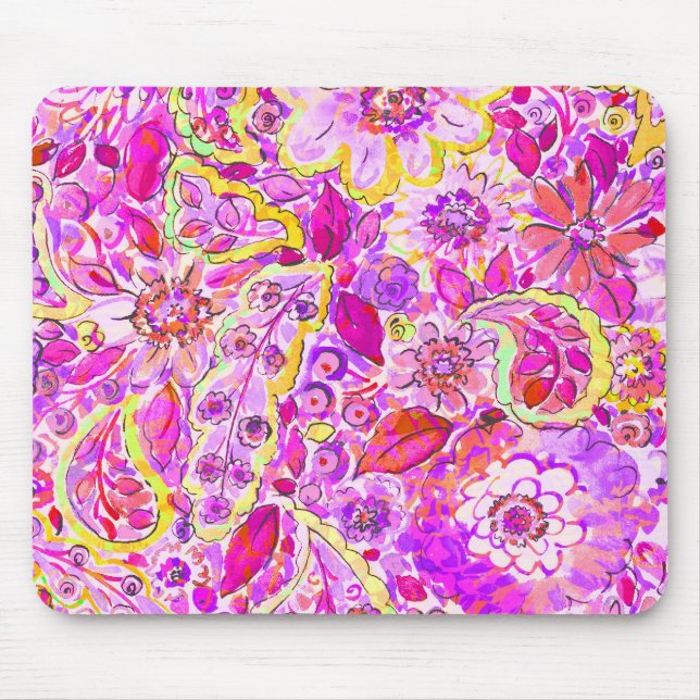 Mousepad Flores-de-abstrato-cor-de-rosa (Frente)