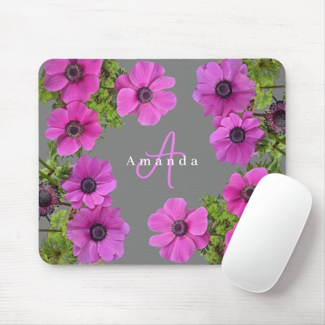 Mousepad Flores de Anêmona - Personalizadas (Com mouse)