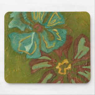 Mousepad Flores de aqua e laranja queimadas em fundo verde