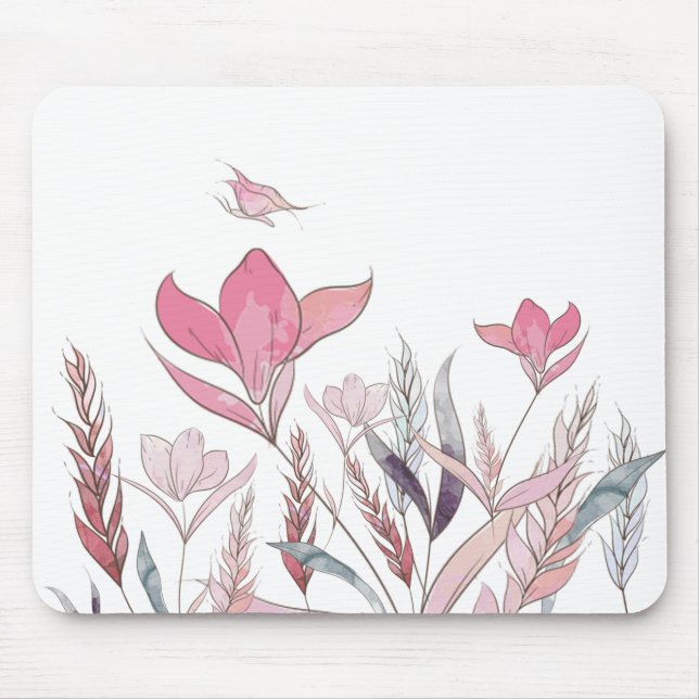 Mousepad Flores de aquarela (Frente)