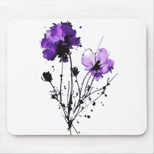 Mousepad Flores de Aquarela abstrato
