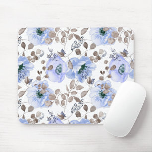 Mousepad Flores de Aquarela Azul-Chic