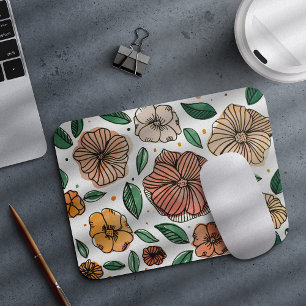 Mousepad Flores de aquarela e de tinta - paleta de colheita