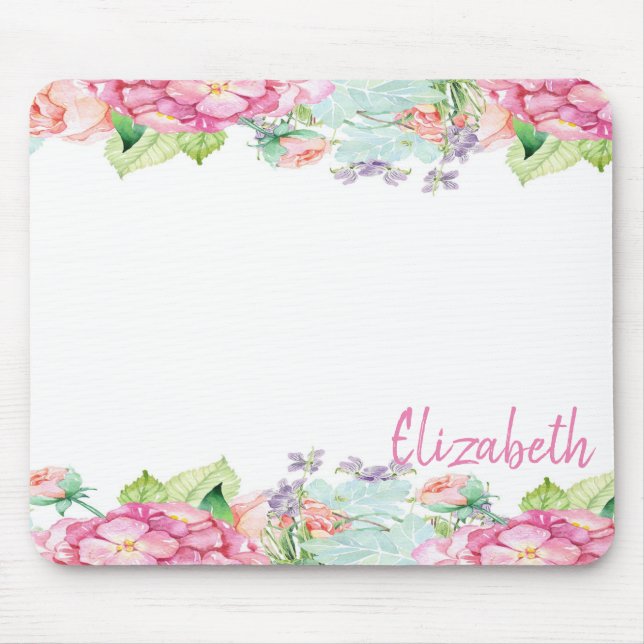 Mousepad Flores de Aquarela Fofas - Personalizadas (Frente)