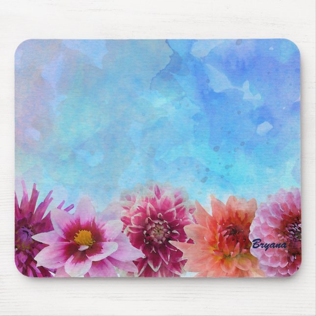 Mousepad Flores de Aquarela Modernas Elegante Floral (Frente)