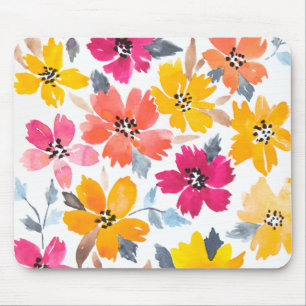 Mousepad Flores De Aquarelas Florais Coloridas