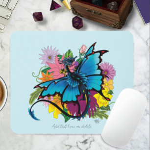 Mousepad Flores de borboletas azuis do dragão