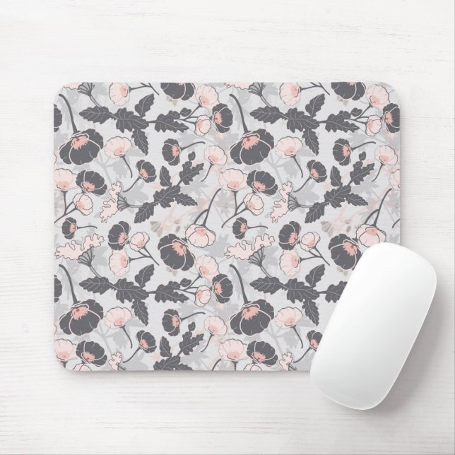 Mousepad Flores De Cinzas Rosa Elegantes (Com mouse)