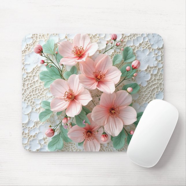 Mousepad Flores De Cosmos Rosa No Lace Bridal (Com mouse)