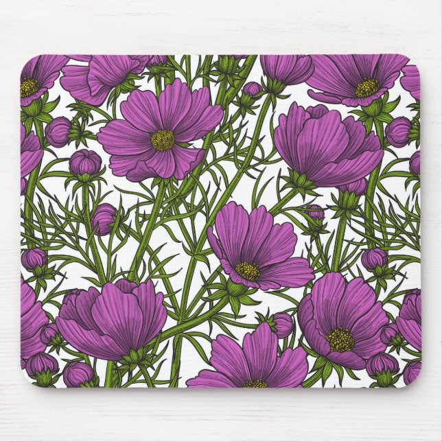 Mousepad Flores de cosmos violetas (Frente)
