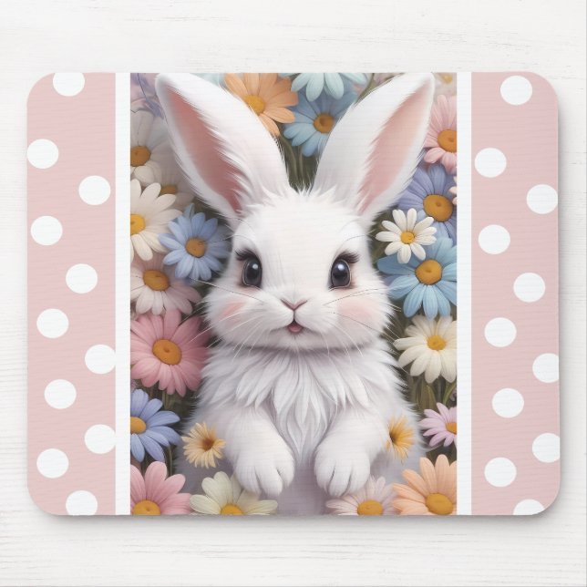 Mousepad Flores De Daisy Pastel Brancos Bonitos (Frente)