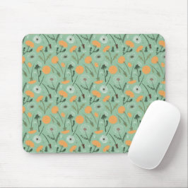 Mousepad Flores de Dandelion Padrão Floral Laranja