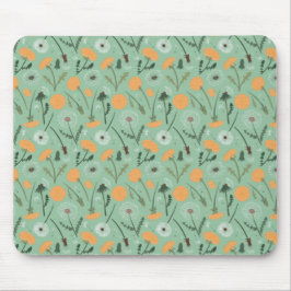 Mousepad Flores de Dandelion Padrão Floral Laranja