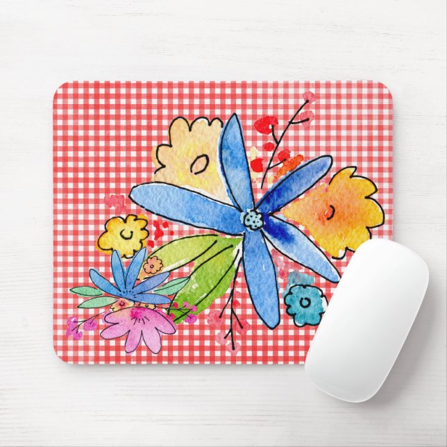 Mousepad Flores De Dodle Em Gingham (Com mouse)