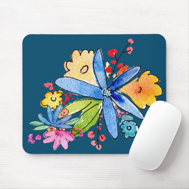 Mousepad Flores De Dólar Em Azul (Com mouse)