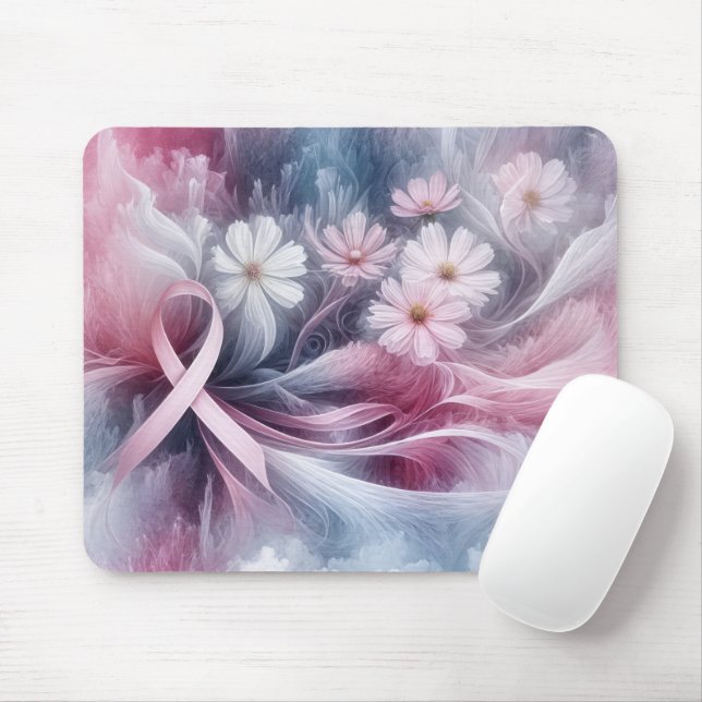 Mousepad Flores De Fita Rosa E Cosmos (Com mouse)