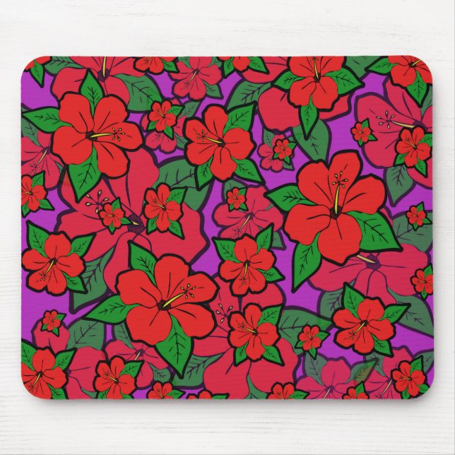 Mousepad Flores de Hibisco Roxas (Frente)