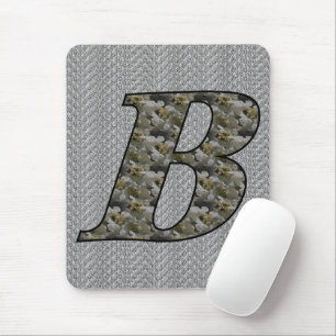Mousepad Flores de Hortênsia com Inicial de Monograma B