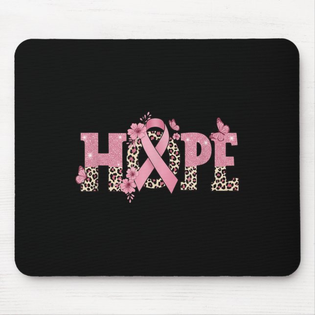 Mousepad Flores de impressão leopardo-da-fita rosa-esperanç (Frente)
