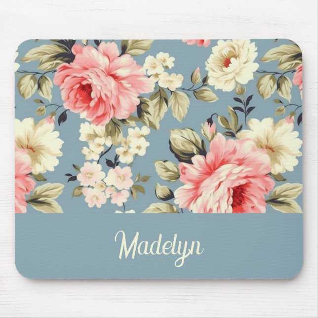 Mousepad Flores de Jardim de Campo Padrão Rótulo Personaliz (Frente)