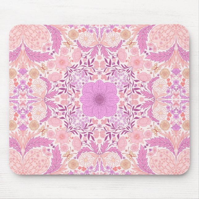 Mousepad Flores de jardim retrorreflectores a rosa (Frente)