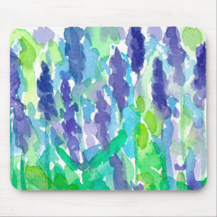 Mousepad Flores de Lavanda roxas Aquarela