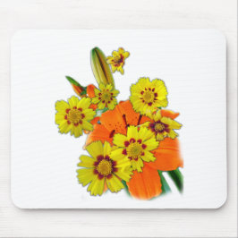 Mousepad flores de lírio laranja e margarida