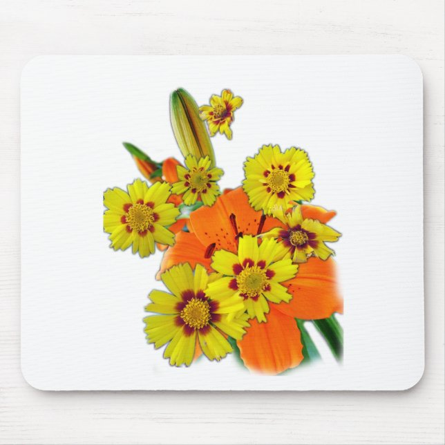 Mousepad flores de lírio laranja e margarida (Frente)