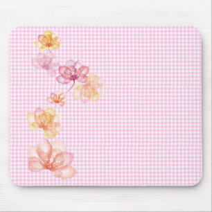 Mousepad flores de lótus em gingham