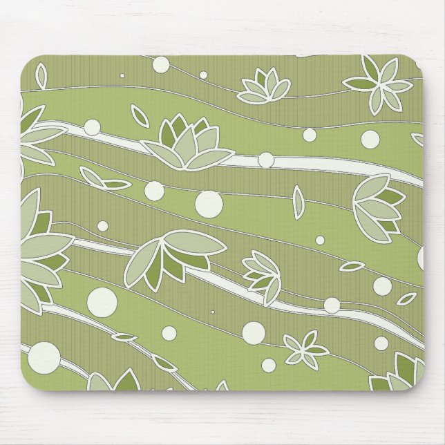 Mousepad Flores de Lotus Verdes nas Bandas (Frente)