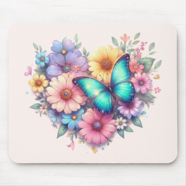 Mousepad Flores de Margarida com uma Lindo Borboleta (Frente)