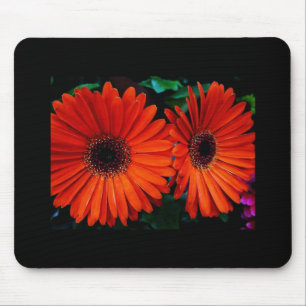 Mousepad flores de margarida cor de laranja dupla