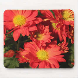Mousepad Flores de margarida de cor laranja dourada.