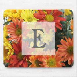 Mousepad Flores de margarida de outono coloridas vermelhas,