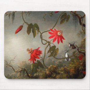 Mousepad Flores de Paixão com Pássaros Hummingbird