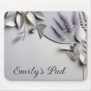 Mousepad Flores De Papel Metálico Em Prata