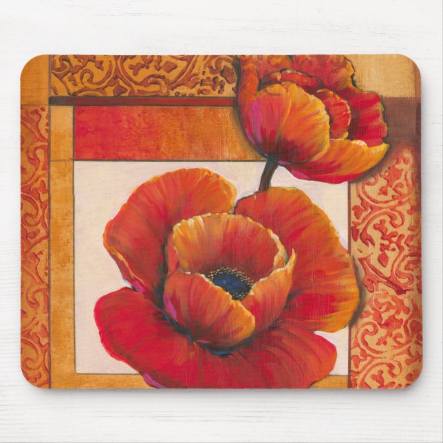 Mousepad Flores de Papoila no Fundo de Tom e Laranja (Frente)