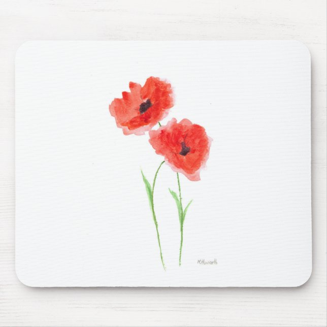 Mousepad Flores de papoila vermelhas (Frente)