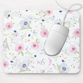 Mousepad Flores de Pastel Azul e Rosa Personalizadas