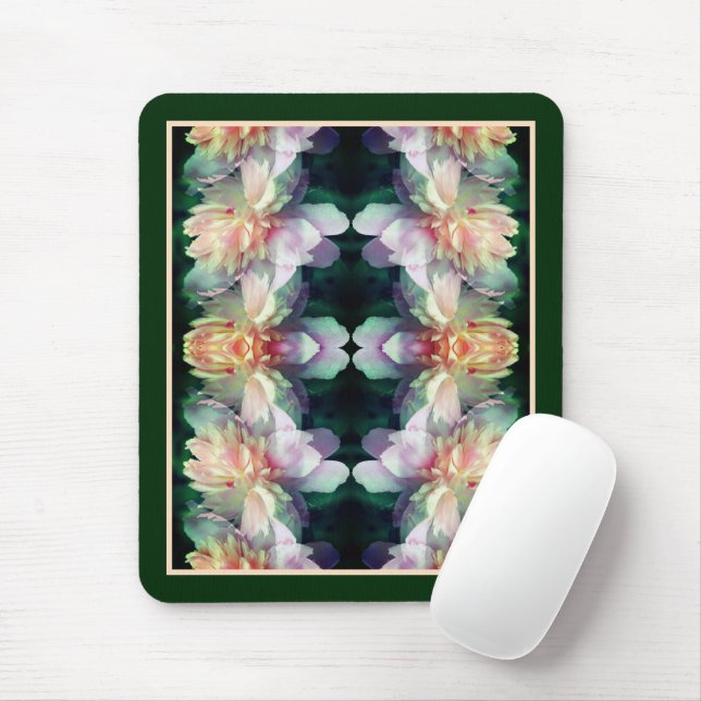 Mousepad Flores de Pedônia Rosa Multiplicadas Abstrato (Com mouse)
