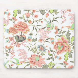 Mousepad Flores De Pêssego Com Hummingbird