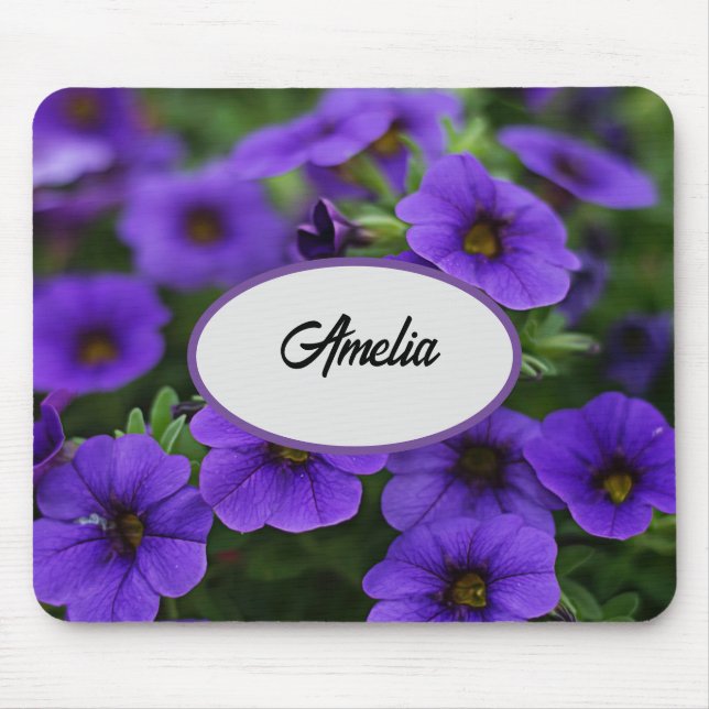 Mousepad Flores De Petunia Roxas Com Nome (Frente)
