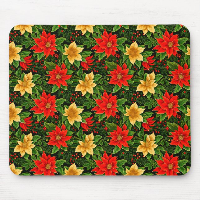 Mousepad Flores de Poinsettia de Natal Padrão-86755 (Frente)