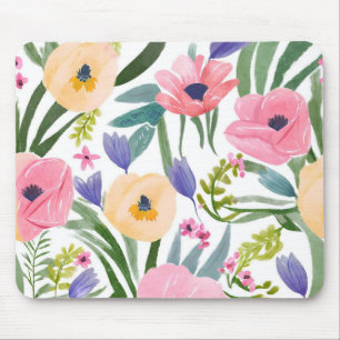 Mousepad Flores de Primavera Aquarela Floral Pastel