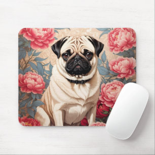 Mousepad Flores de Pug e Peony William Morris Inspirado